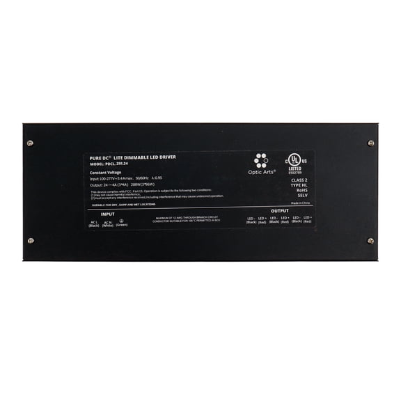 Optic Arts PDCL.288.24 Remote Dimmable LED Driver, 100-277V, 24VDC, 288W