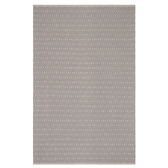 Optic Diamond Grey/Ivory Handwoven Cotton Rug, 4' x 6'