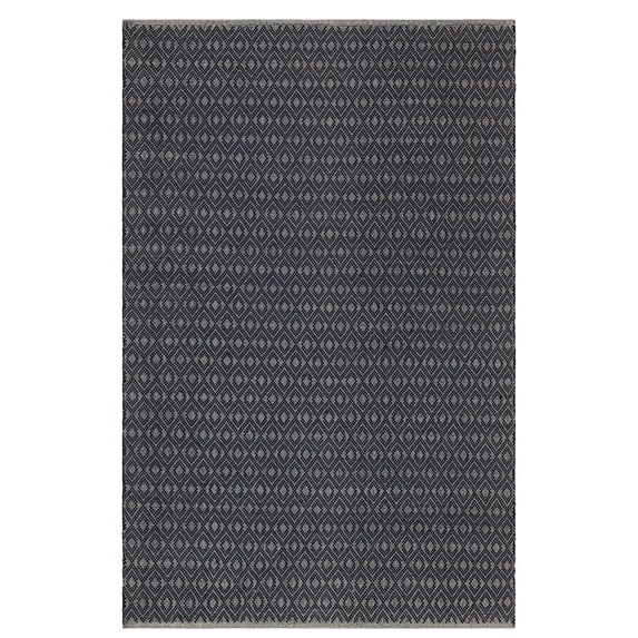 Optic Diamond Navy/Ivory Handwoven Cotton Rug, 5' x 8'