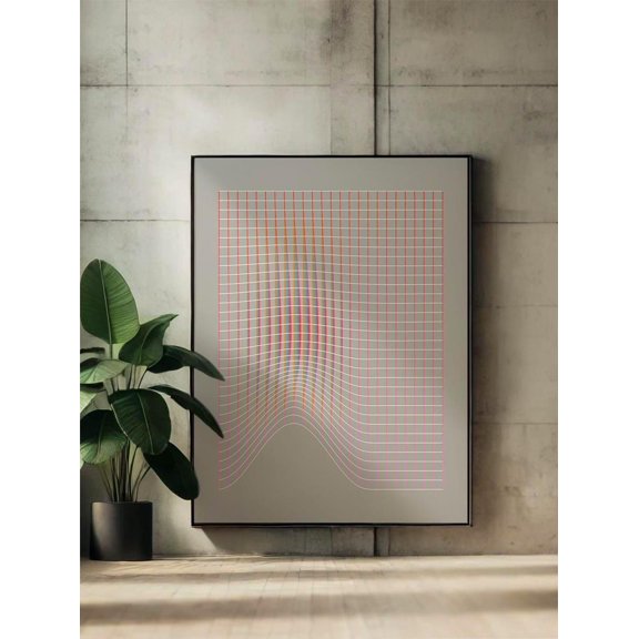 Optic Illusion Modern Op Line Artful Geometric Print Neon Trippy Pattern Techno Motion Decor Retrofuturism