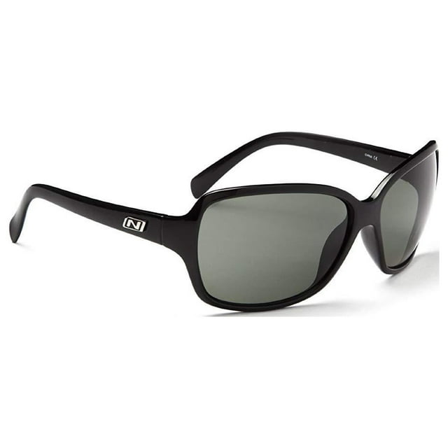 Optic Nerve Polarized Women's Sunglasses with 100% UVA/UVB Protection for Fashion and Style, Elixer - Shiny Black with Polarized Smoke Lens -