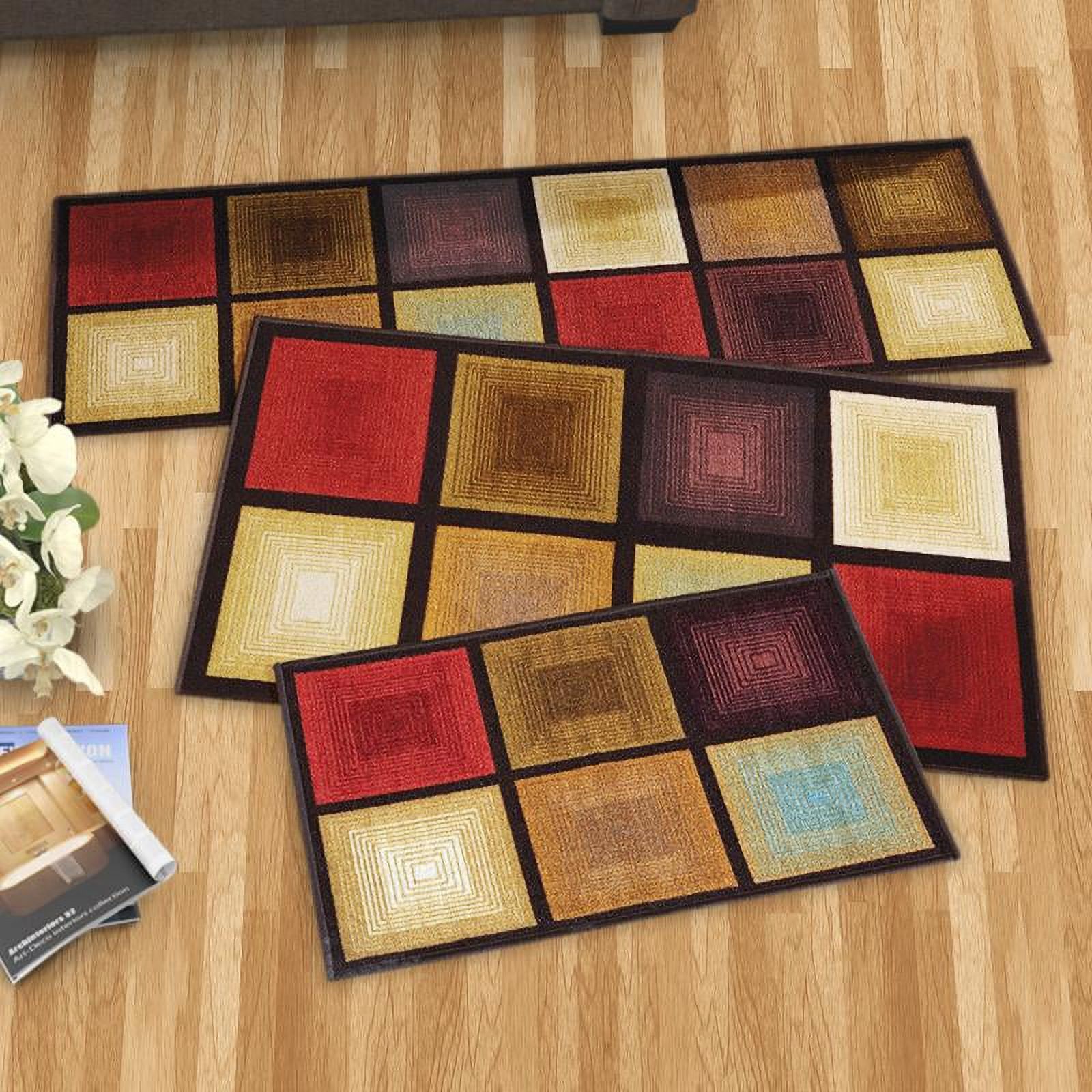 Optic Squares 3 Piece Rug Set