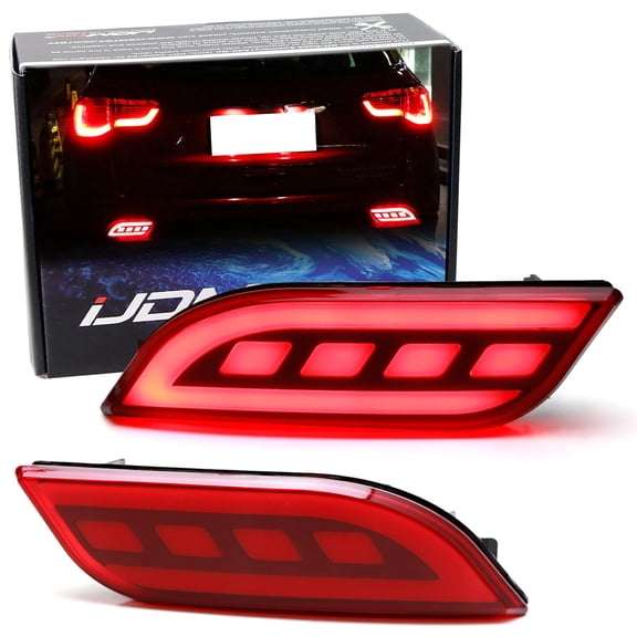 Optic Tube Style LED Bumper Reflector Lights For Jeep 2017-up Compass, Function as Tail, Brake & Rear Fog Lamps