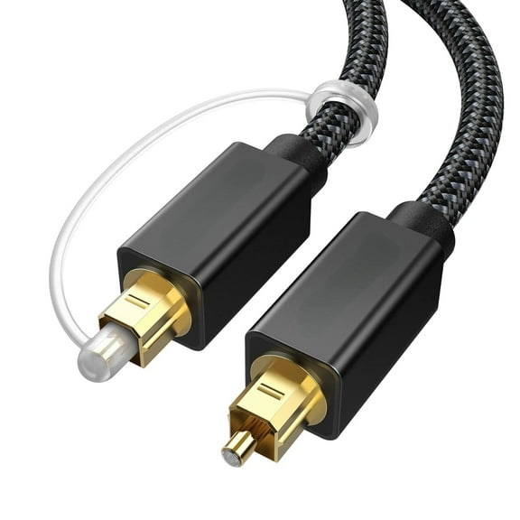 Optical Audio Cable 10ft/3M, Nylon Braided, 24K Gold-Plated, Slim Metal Case, CL3 Rated, S/PDIF Digital Audio Fiber Optic Cable for Home Theater, Sound Bar, TV, PS4, Xbox, Samsung, Vizio