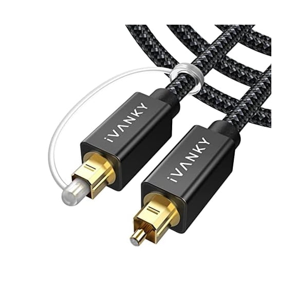 Optical Audio Cable 10ft/3M, Nylon Braided, 24K Gold-Plated, Slim Metal Case, CL3 Rated, S/PDIF Digital Audio Fiber Optic Cable for Home Theater, Sound Bar, TV, PS4, Xbox, Samsung, Vizio