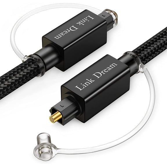 Optical Audio Cable 6 Feet Digital Audio Optical Cable Nylon Braided Toslink Optical Cable 24 Gold-Plated for Sound Bar, TV, Home Teather, CD/DVD, PS4 & More