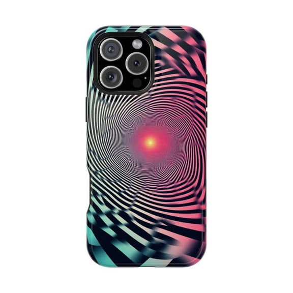 Optical Black Wave Op Art Illusion Geometric Pattern Case for iPhone 17 16 15 14 13 12 11 Pro Max