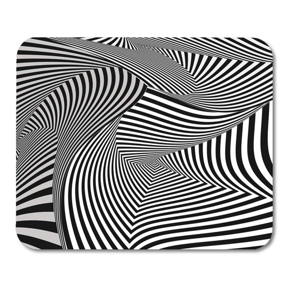 Optical Black and White Twisted Stripes Graphic Pattern Twist Abstract Mousepad Mouse Pad Mouse Mat 9x10 inch