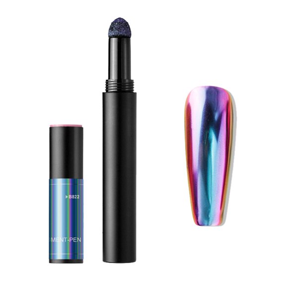 Optical Chameleon Cushion Pen B - Mirror Effect Nail Powder Cushion Pen, Optical Chrome Powder Applicator, Nail Pen Easter Mother'S Day Glitter Air Cushion Makeup Organizers