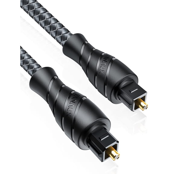 Optical Digital Audio Cable, Toslink Cable [PMMA Fiber Optic Braided Jacket] S/PDIF Male to Male Cord for Hi-Fi Sound Bar,Home Theater,TV,PS4,Game Console (6ft/2m)