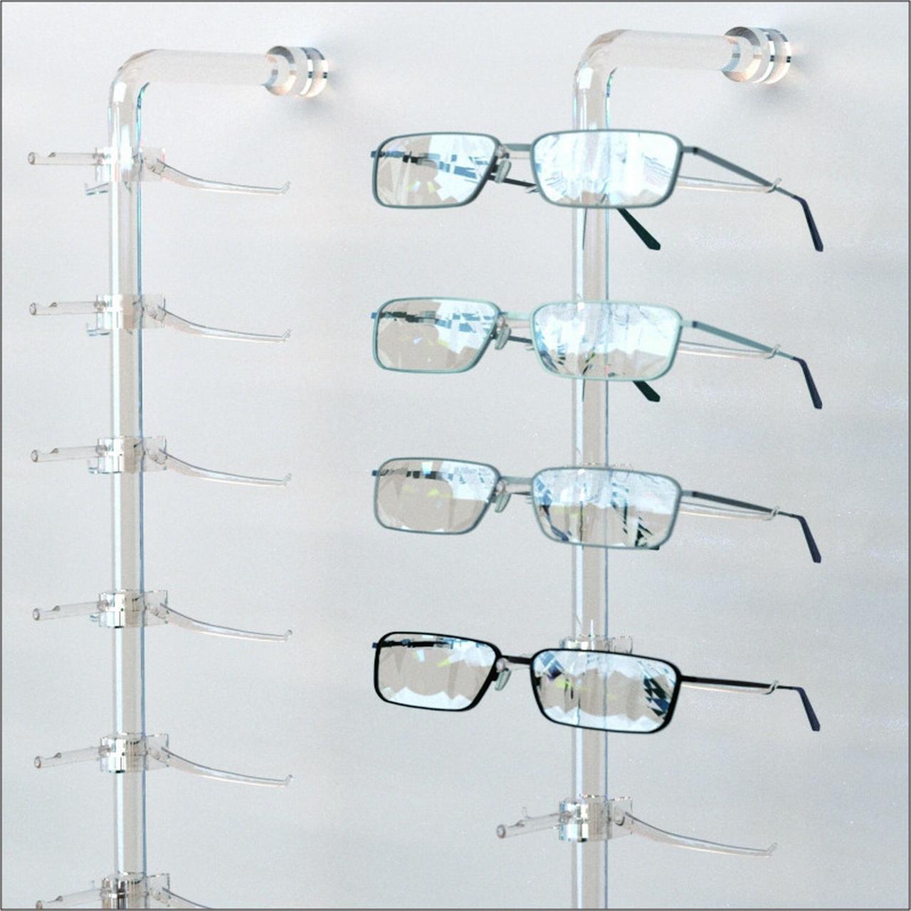 Optical Display - Acrylic Wall Mount Eyewear Display Rod with 10 ...