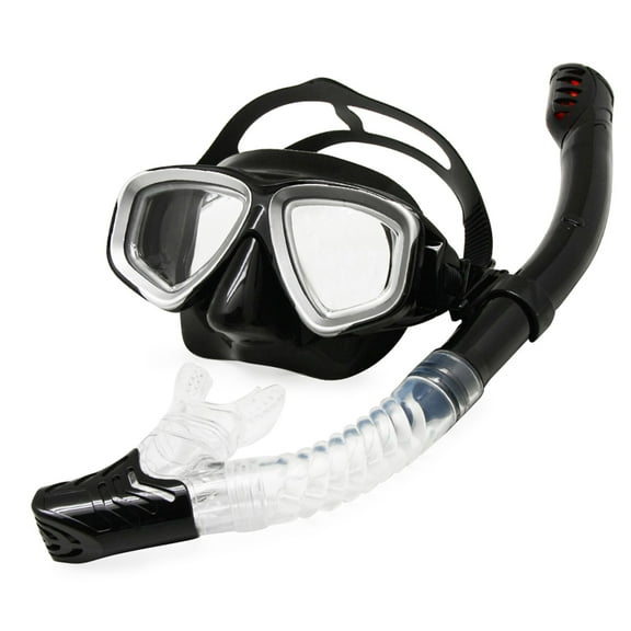 Optical Diving Gear Kit Myopia Snorkel Set, Different Strength for Each Eye, Nearsighted Dry Top Scuba Mask