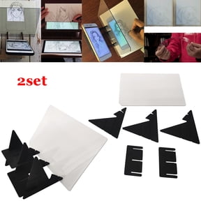 Optical Drawing Board Set for Artists | PMMA Reflective Lens Sketching Aid | Painting Tracing Tool for Easy Illustration | ABS Plastic Material | Compatible with Phones & Tablets | 2 Sets | 20x13cm