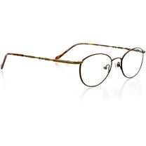 Optical Eyewear Glasses - Oval Shape, Metal Full Rim Frame - Antique Gold Brown