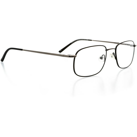 Optical Eyewear Glasses - Rectangle Shape, Metal Full Rim Frame - Gunmetal Black