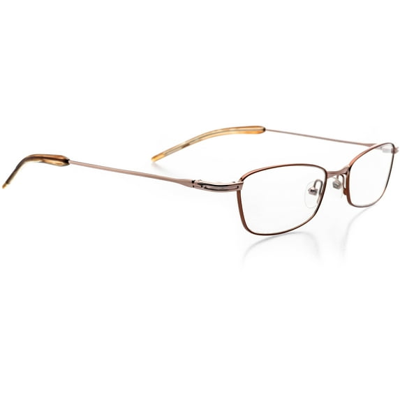 Optical Eyewear Glasses - Rectangle Shape, Metal Full Rim Frame - Shiny Gold Brown