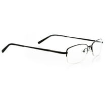 Optical Eyewear Glasses - Rectangle Shape, Metal Half Rim Frame - Matte Black