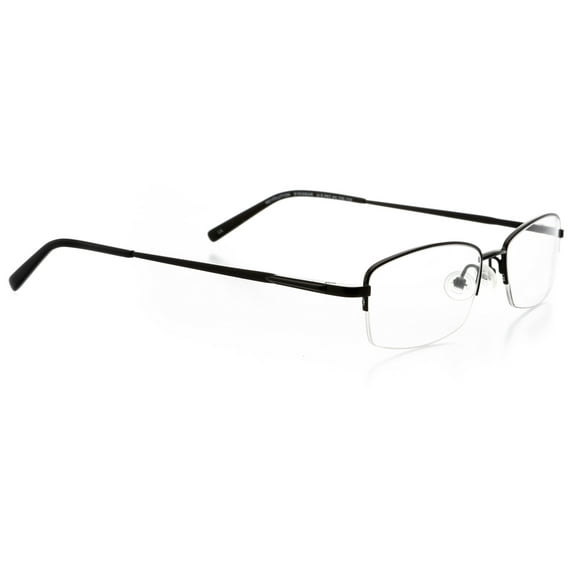 Optical Eyewear Glasses - Rectangle Shape, Metal Half Rim Frame - Matte Black