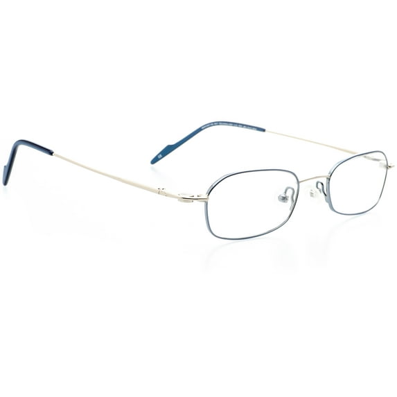 Optical Eyewear - Oval Shape, Metal Full Rim Frame - Prescription Eyeglasses RX, Shiny Cobalt Silver