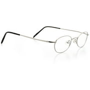 Optical Eyewear - Oval Shape, Metal Full Rim Frame - Prescription Eyeglasses RX, Shiny Silver