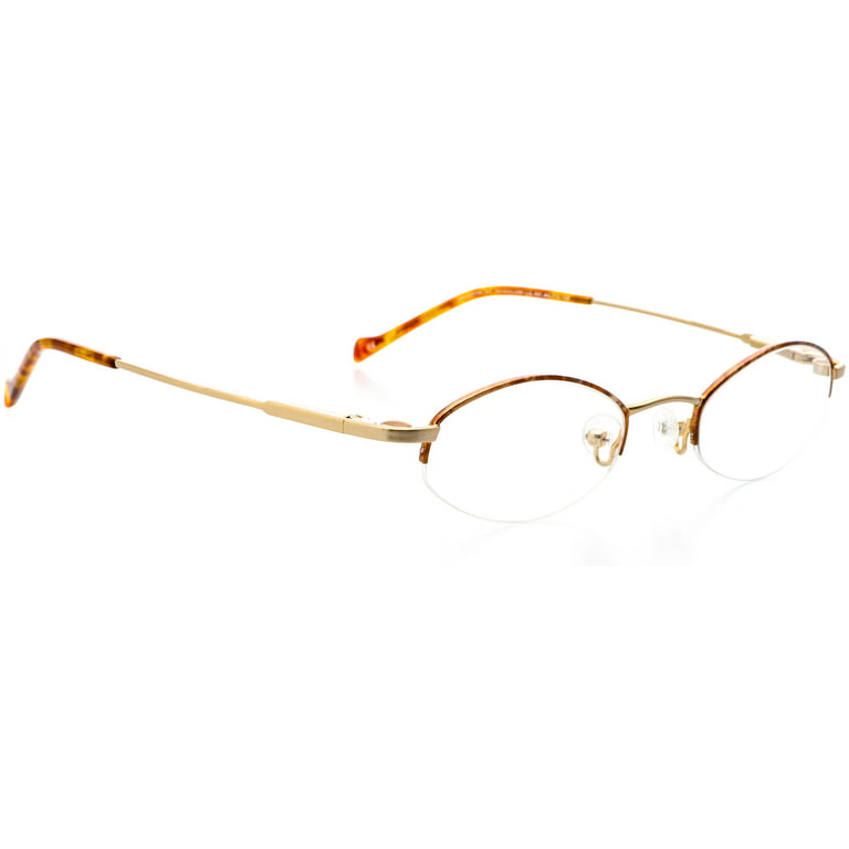 Optical Eyewear - Oval Shape, Metal Half Rim Frame - Prescription  Eyeglasses RX, Amber