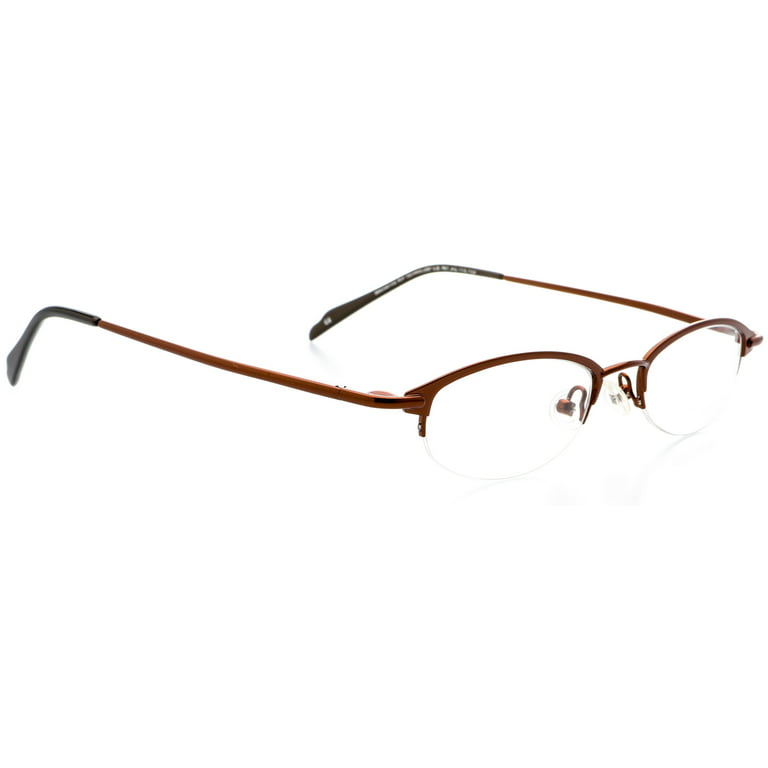Optical Eyewear - Oval Shape, Metal Half Rim Frame - Prescription  Eyeglasses RX, Cocoa 