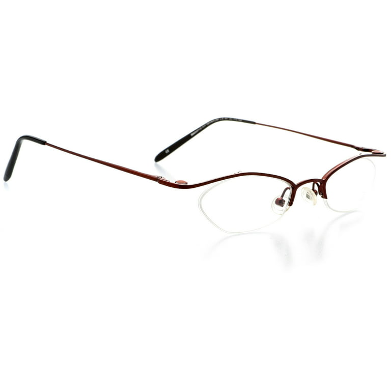 Optical Eyewear - Oval Shape, Metal Rimless Frame - Prescription Eyeglasses  RX, Red Lust 
