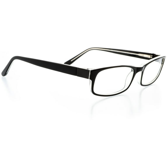 Optical Eyewear - Rectangle Shape, Plastic Full Rim Frame - Prescription Eyeglasses RX, Black Crystal