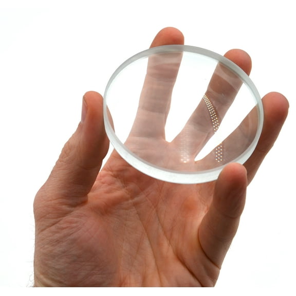 Optical Glass Lens, 3" (75mm) - 200mm Focal Length - Ground, Beveled Edges - Use as Top Spinning Base - Eisco Labs