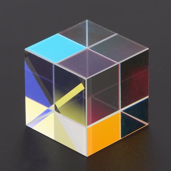 Optical Glass Prism Cube Stained Glass Combine Bright Light Spectrum Beam Splitting Physics Experiment Desktop Ornament 0.59 inch / 1.5 cm
