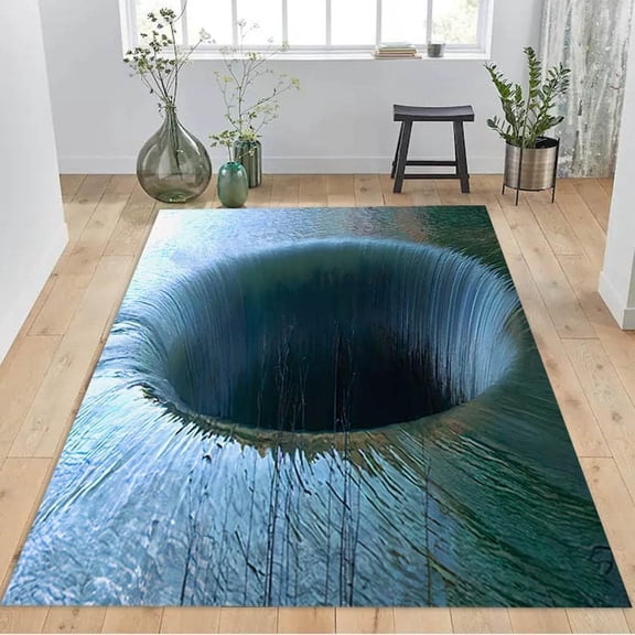 Optical Illusion Area Rug ,3D Vortex Rug Washable Foldable Throw Rugs Non-Slip Entryway Indoor Entrance Carpet for Laundry Bedroom Living Room-2' x 3'