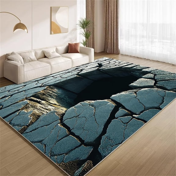 Optical Illusion Area Rugs, 3D Big Hole Pattern Carpet, Washable Non Slip Low Pile Soft Rug for Living Room Bedroom Entrance Decor Mat 3ftx4ft