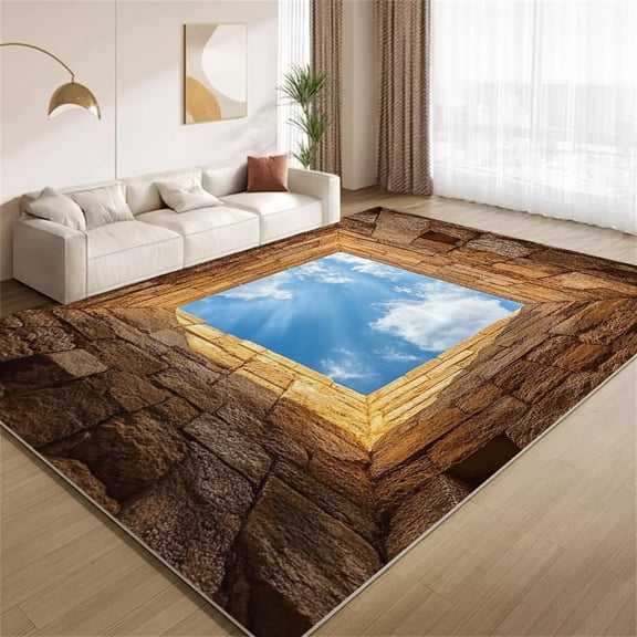 Optical Illusion Area Rugs, Colorful 3D Vortex Carpet, Washable Non Slip Low Pile Soft Rug for Living Room Bedroom Apartment Decor Mat 2ftx3ft