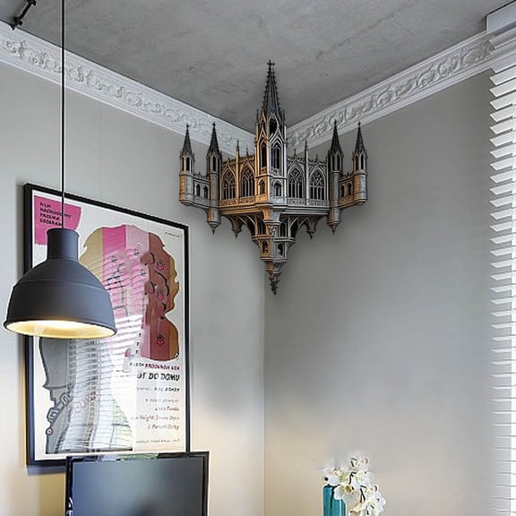 Optical Illusion Corner Wall Art Decal, 3D Stereoscopic Peel and Stick Wall Sticker, Modern Visual Art Decor for Living Room Office Creative Interior Space