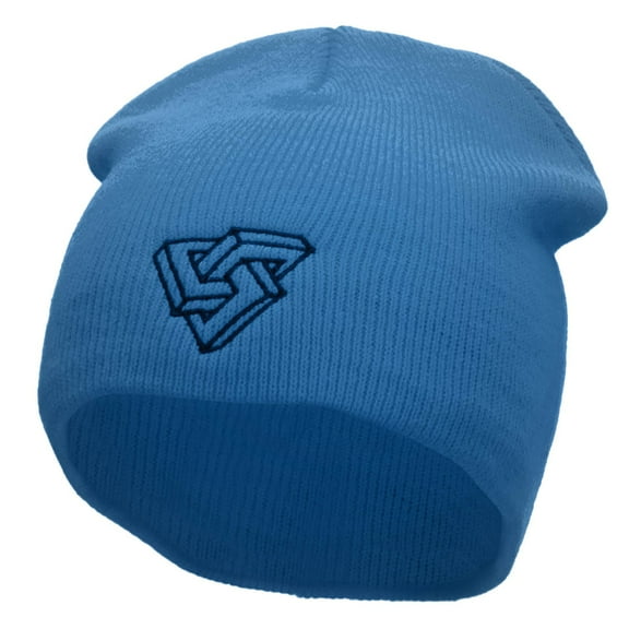 Optical Illusion Embroidered 8 Inch Short Beanie - Sky Blue OSFM