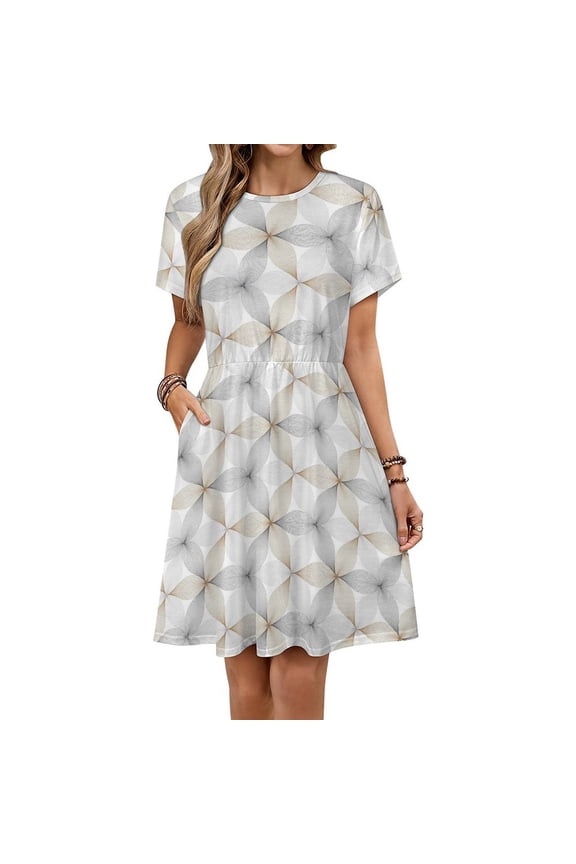 Optical Illusion Mandala Sundress Short Sleeve Dress Summer Women Clothes Dress for Women Dresses