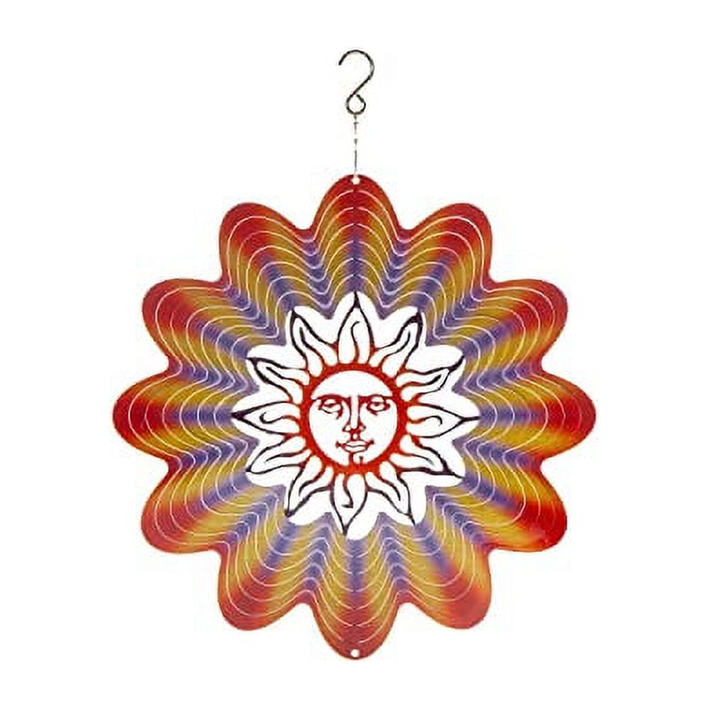 Optical Illusion Metal Wind Spinner Sun Face 12 Inches Fade And Weather Resistant Garden