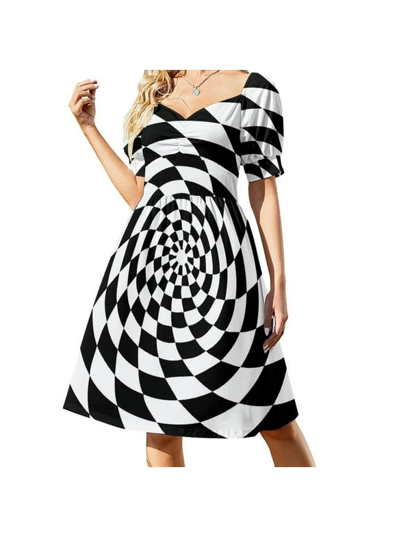 Optical Illusion Op Art Black and White Dress long dress women summer evening dresses ladies