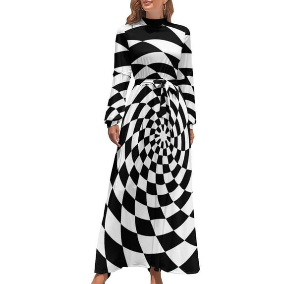 Optical Illusion Op Art Black and White Long Dress dresses for women beach outfits for women