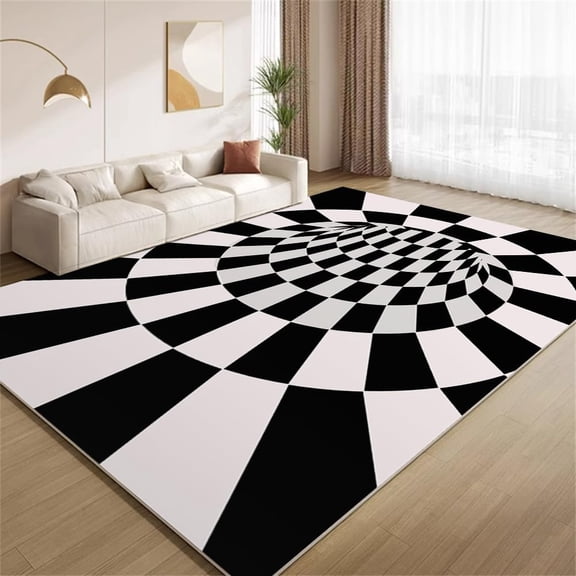 Optical Illusion Psychedelic Swirl Area Rugs, Falling Pattern Carpet, Washable Non Slip Low Pile Soft Rug for Living Room Bedroom Office Decor Mat 5ftx8ft