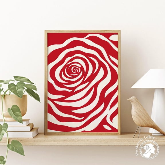 Optical Illusion Rose Trippy Red And White Floral Pattern Art