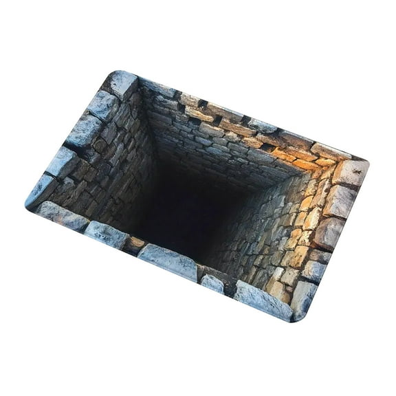 3D Optical Illusion Hole in The Floor Rug Front Door Mat, Kids Playroom Floor Carpet Mat Non-Slip for Indoor Outdoor Entrance, Living Room, Office, Bedroom, Study, Terrace Porch S 16x24in H