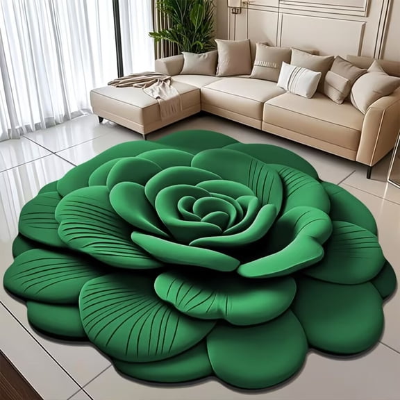 Optical Illusion Rug 3D Rugs Optical Illusion Floral Plush & Diatomaceous Earth Floor Mat,3D Flower Rugs Optical Illusion,Diatomite Bathroom Bath Mat Quick Drying, Non-Slip & Water-Absorbent, 24" B