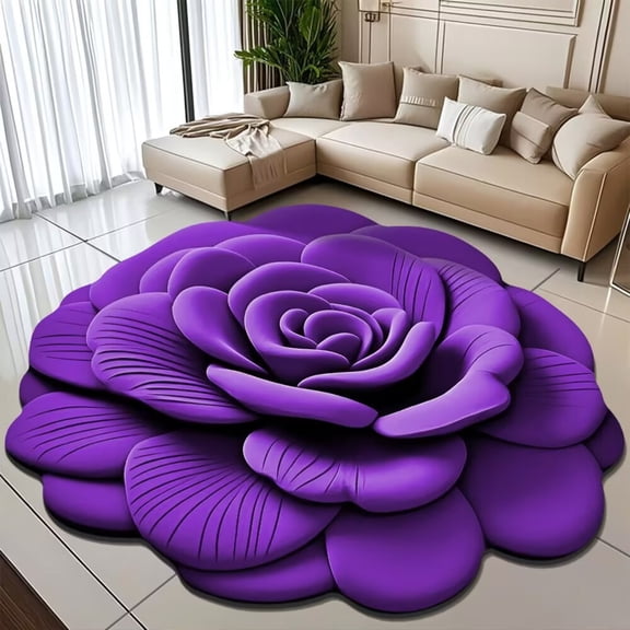 Optical Illusion Rug Hole Floral Plush & Diatomaceous Earth Floor Mat,3D Flower Rugs Optical Illusion,Diatomite Bathroom Bath Mat Quick Drying, Non-Slip & Water-Absorbent, 24" A