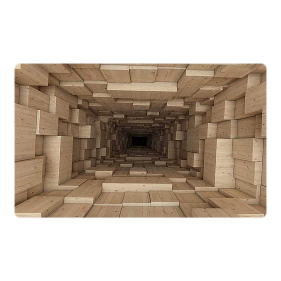 Optical Illusion Rug - Wood Block 3D Light Area Rug - Geometric Rug Indoor Out Door Optical Illusion Carpet for Bedroom Livingroom