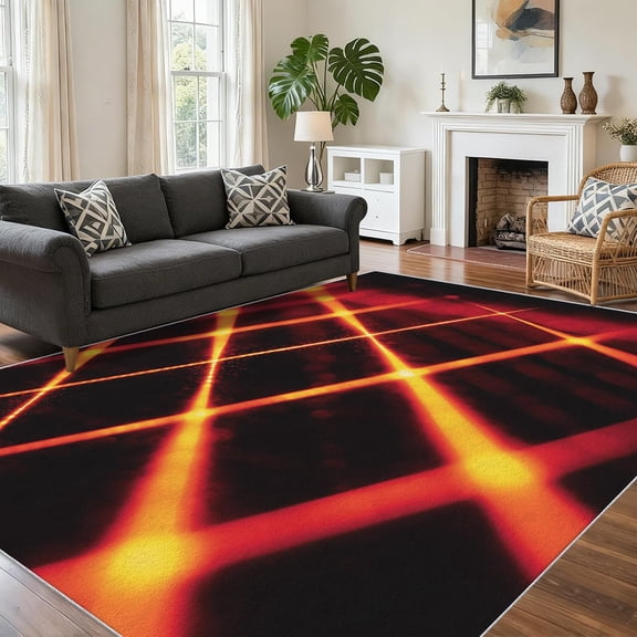 Optical Illusion Style Rug for Living Room, Soft Abstract Retro Synthwave Area Rugs for Bedroom,Room Decor Indoor Carpet with Non Slip Backing, Washable-2' x 3'