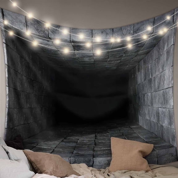 Optical Illusion Tapestry for Bedroom Wall Hanging Tapestry, Abstract 3D Black Grey Looks Like Holes Ceiling Backdrop Tapestries Poster Blanket Wall Decor for Teens Room Living Room Dorm 39" x 59"