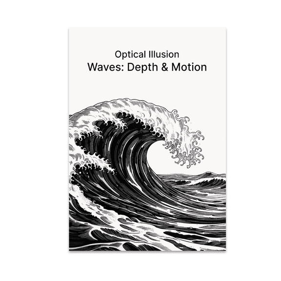 Optical Illusion Waves: Depth & Motion - Abstract Art Enthusiast - 13x19 Poster Print