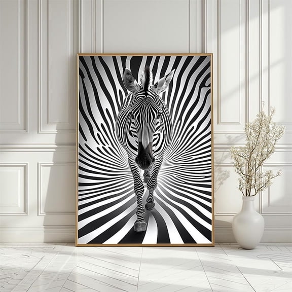 Optical Illusion Zebra Poster: Black and White Animal Art, Size 12x18 UNFFRAMED F03.1.7l1851