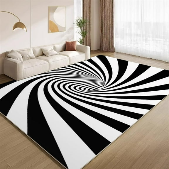 Optical Illusions Area Rugs Falling Black White Swirl Rugs Ultra Soft Non Slip Washable Carpet for Teens Boys Girls Kids Living Room Bedroom Nursery Study Office Hallway 2x3ft Small
